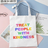 Letter Printed Canvas Shoulder Bag